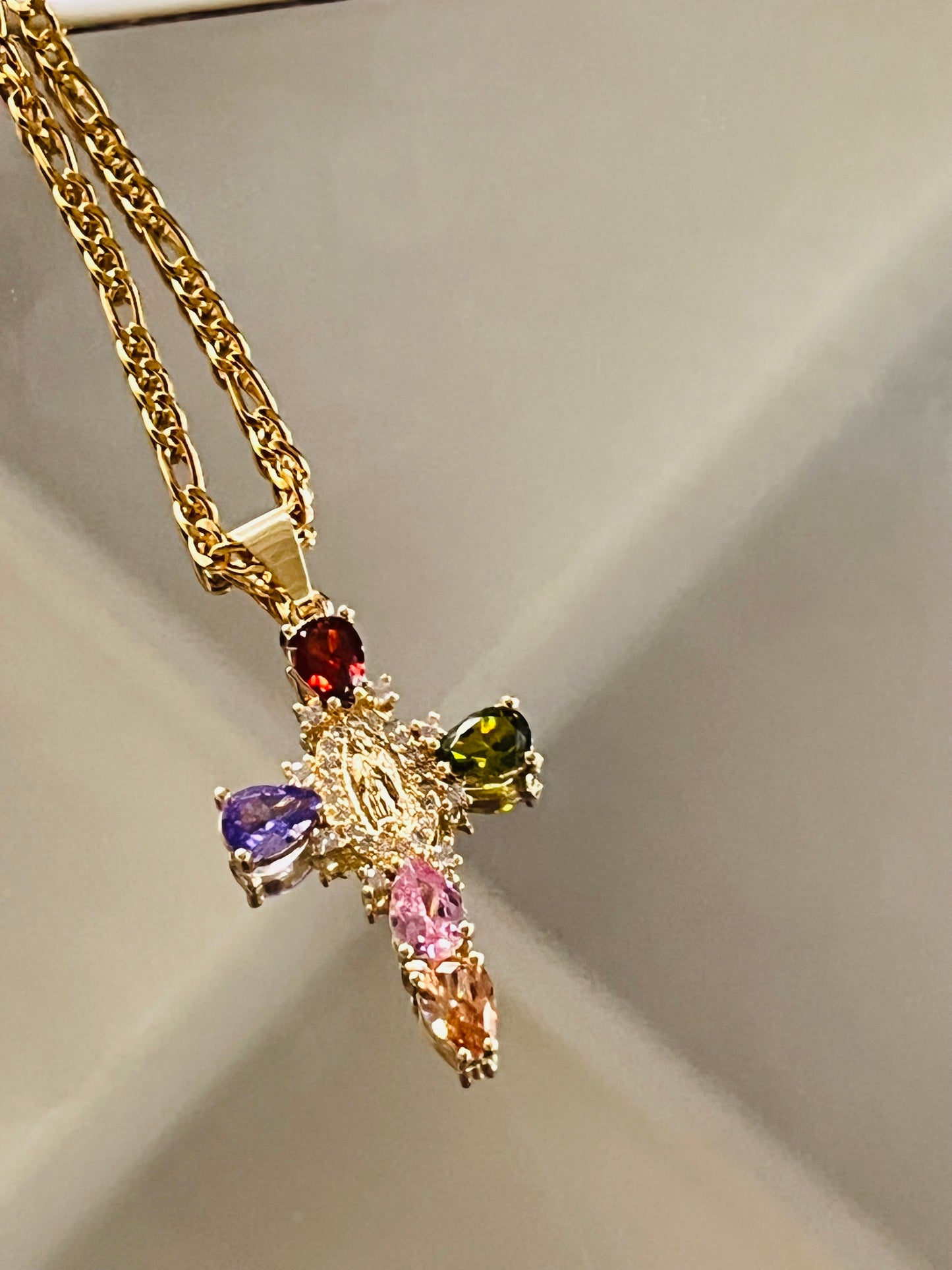 Colorful Virgencita Cross