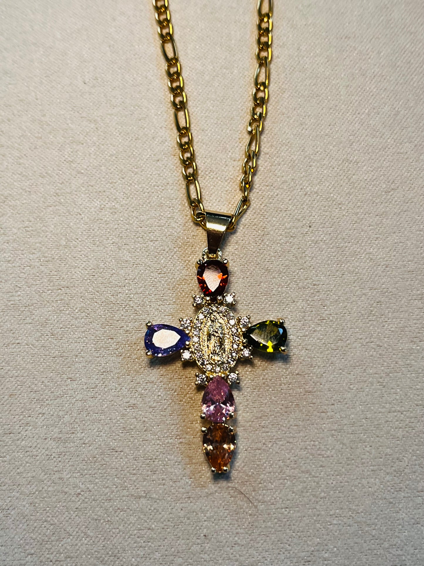 Colorful Virgencita Cross